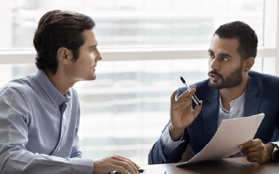 Coach shares tips for job interviews with his coachee during a Right Management session.